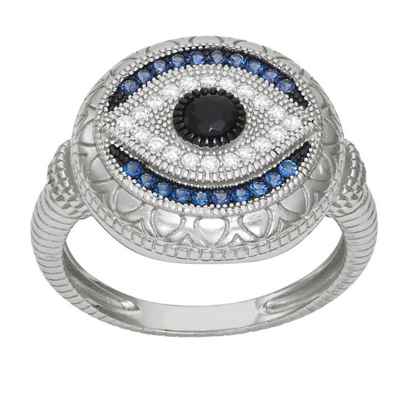 Contessa Di Capri Jewelry - Evil Eye Ring in Sterling Silver, Size 7.  NWT